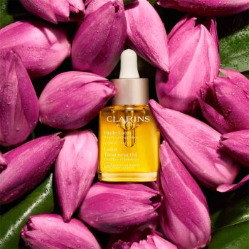 Clarins Lotus Treatment Oil ulei de regenerare cu efect de netezire ziua și noaptea - imagine 3